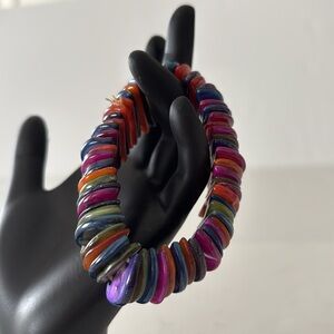 Multi-Color Shell Half Moon Elastic Bracelet